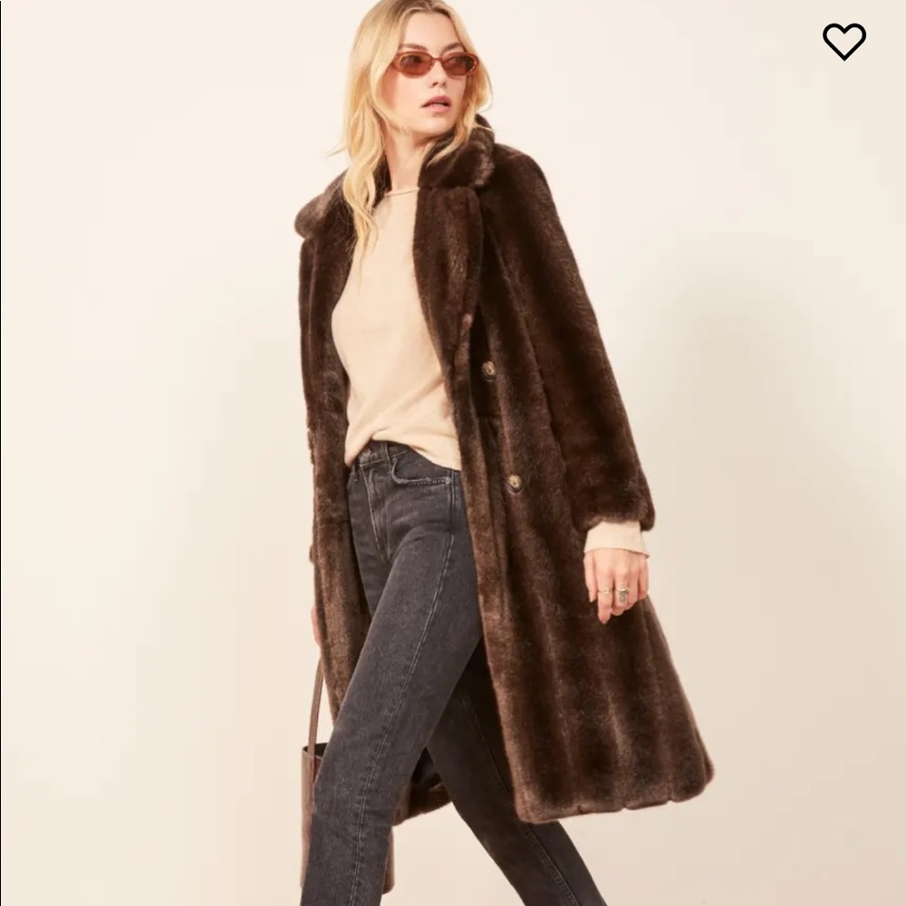 *NWOT* Reformation Hank Faux Fur Coat in Chocolate size Small